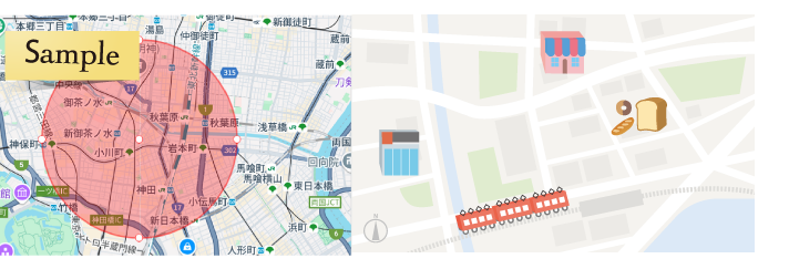 ターゲットユーザーへ アプローチ 商業施設、スクールの 訪問履歴 富裕層、居住者の アプローチに 最寄駅、利用駅の ターゲティング