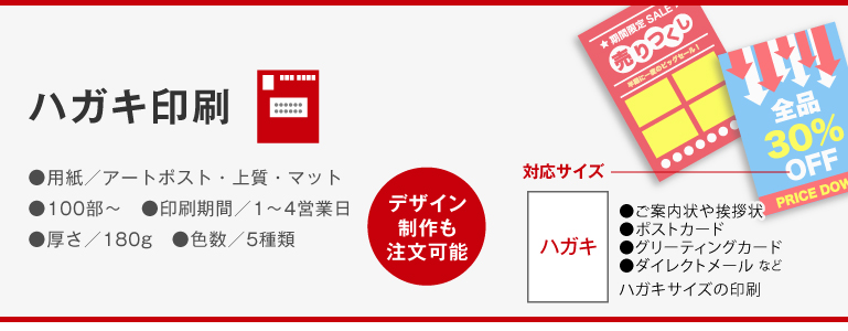 ハガキ印刷ご注文のお客様